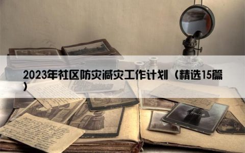 2023年社区防灾减灾工作计划（精选15篇）