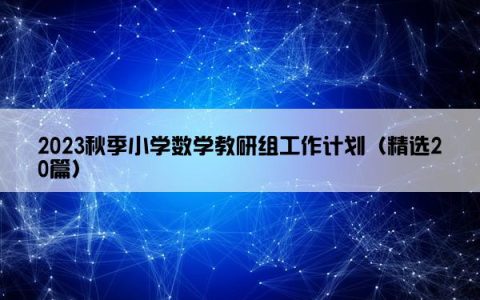 2023秋季小学数学教研组工作计划（精选20篇）