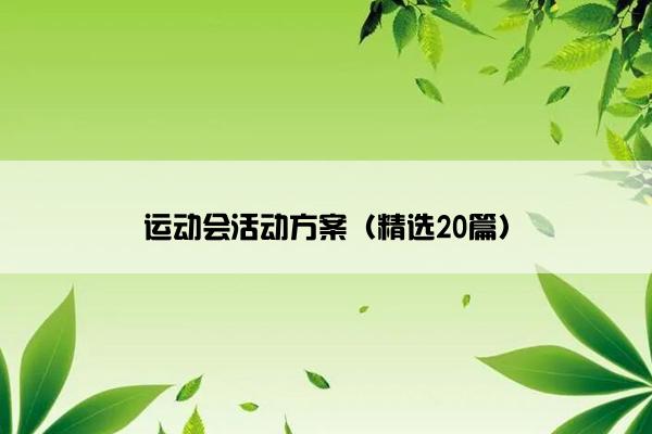 运动会活动方案（精选20篇）