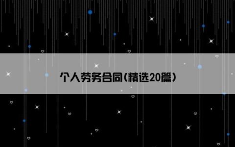 个人劳务合同(精选20篇)