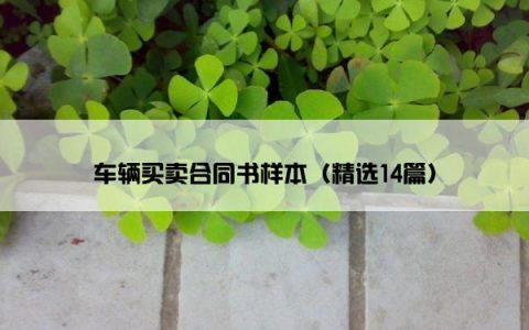 车辆买卖合同书样本（精选14篇）