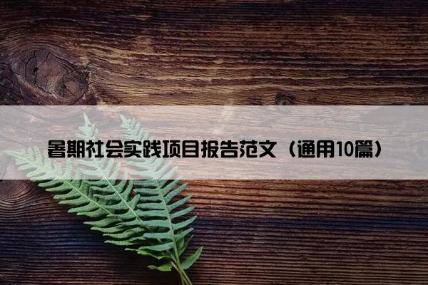 暑期社会实践项目报告范文（通用10篇）