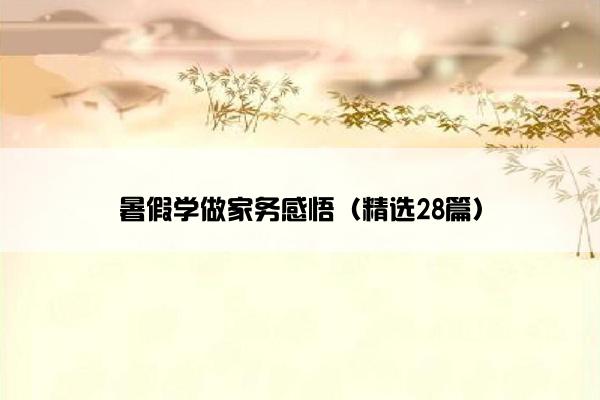 暑假学做家务感悟（精选28篇）