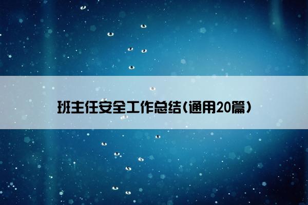 班主任安全工作总结(通用20篇)