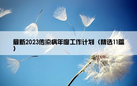 最新2023传染病年度工作计划（精选11篇）