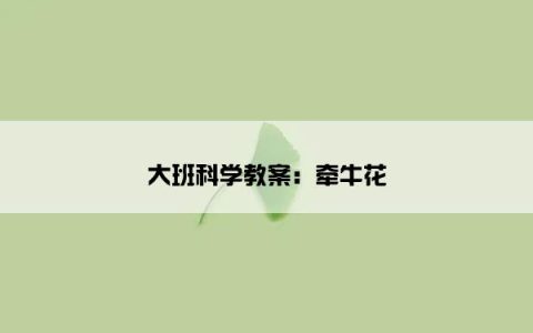 大班科学教案：牵牛花