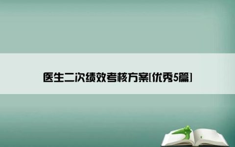 医生二次绩效考核方案[优秀5篇]