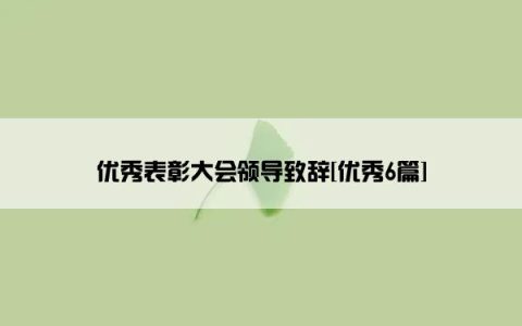 优秀表彰大会领导致辞[优秀6篇]