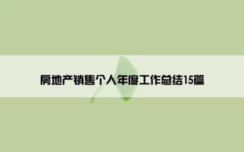 房地产销售个人年度工作总结15篇