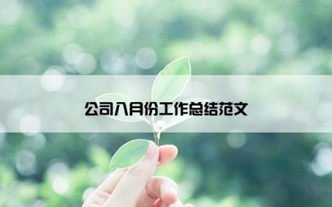 公司八月份工作总结范文