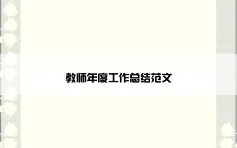 教师年度工作总结范文