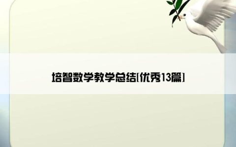 培智数学教学总结[优秀13篇]