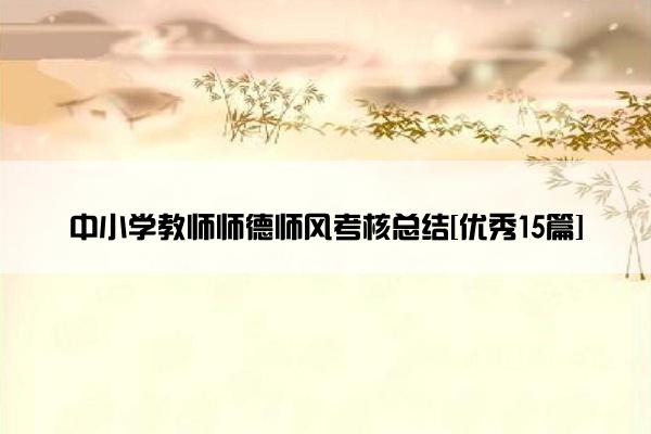 中小学教师师德师风考核总结[优秀15篇]