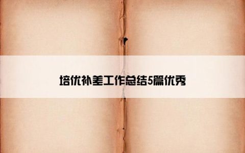 培优补差工作总结5篇优秀