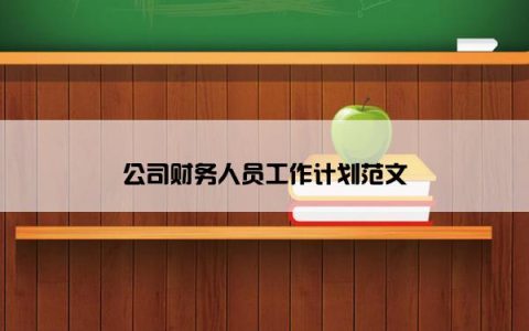 公司财务人员工作计划范文