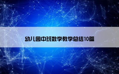 幼儿园中班数学教学总结10篇
