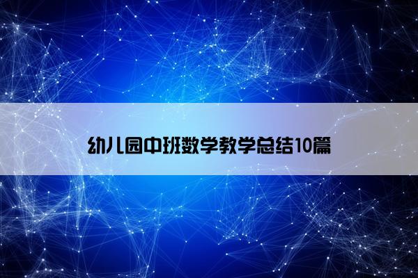 幼儿园中班数学教学总结10篇