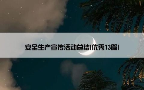 安全生产宣传活动总结[优秀13篇]