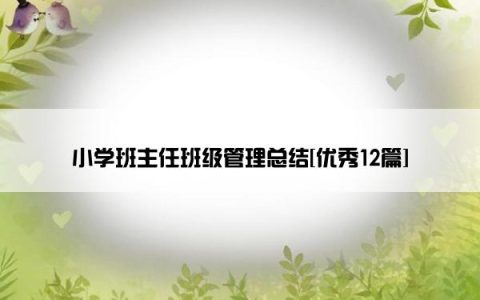 小学班主任班级管理总结[优秀12篇]