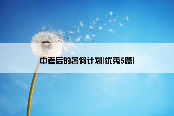 中考后的暑假计划[优秀5篇]