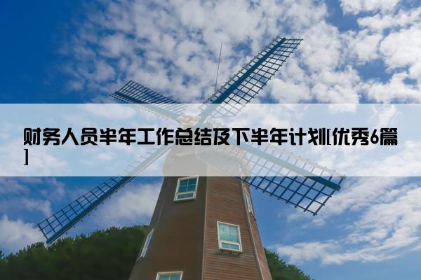 财务人员半年工作总结及下半年计划[优秀6篇]