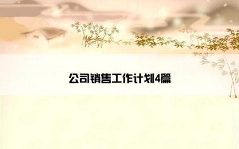 公司销售工作计划4篇