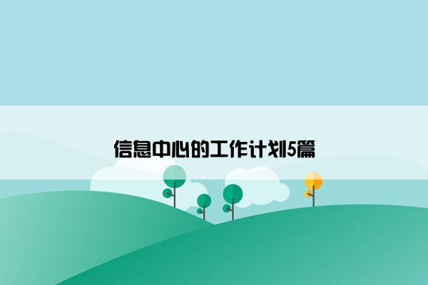 信息中心的工作计划5篇