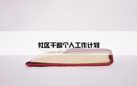 社区干部个人工作计划